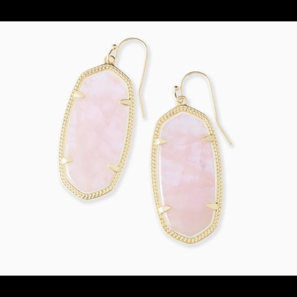 Kendra Scott Elle Gold Drop Earrings in Rose Quartz